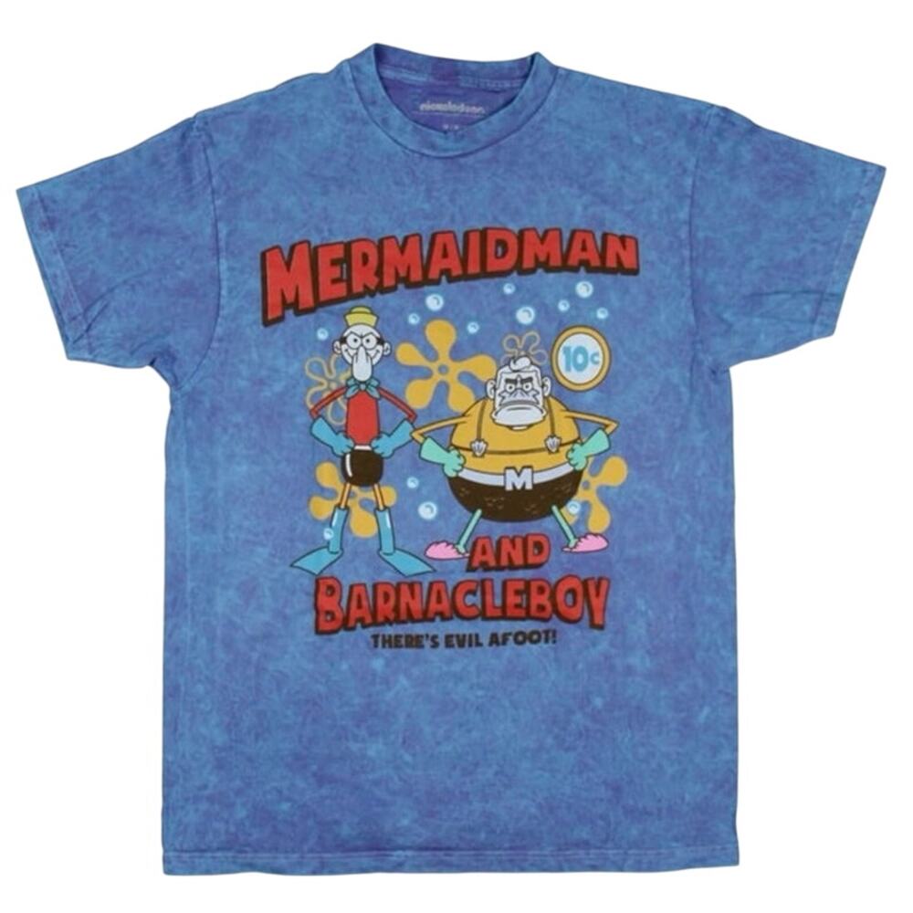 Nickelodeon Spongebob Squarepants Men's Mermaid Man and Barnacle Boy T-Shirt med